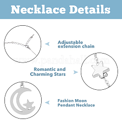 4 Sets 4 Style Sun and Moon 304 Stainless Steel Pendant Necklaces Set&nbsp;NJEW-FI0001-22