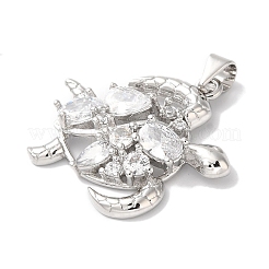 Rack Plating Brass & Clear Cubic Zirconia Pendants&nbsp;KK-L216-057P