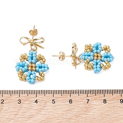 Glass Seed Beads Dangle Stud Earrings&nbsp;EJEW-MZ00702-02