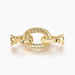 Brass Micro Pave Cubic Zirconia Fold Over Clasps&nbsp;KK-P164-18G
