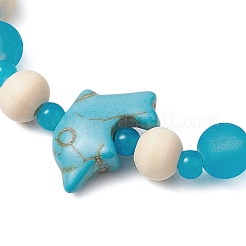 Synthetic Turquoise & Wood & Glass Beaded Stretch Bracelets for Boys Girls&nbsp;BJEW-JB11125-03