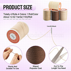 4 Rolls 4 Colors Round Waxed Polyester Cord&nbsp;YC-TA0001-21A