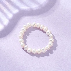 Natural Pearl Bead Finger Rings for Women&nbsp;RJEW-JR00963-02