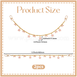 2Pcs Alloy Enamel Pink Bowknot Tassel 304 Stainless Steel Cable Chain Bag Decorative Chains&nbsp;AJEW-BBC0001-04