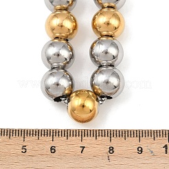 12MM Two Tone 304 Stainless Steel Round Beaded Necklaces&nbsp;NJEW-C101-01GP