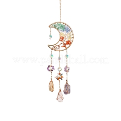 Moon Natural GemstoneChips Pendant Decorations&nbsp;PW-WG87562-01