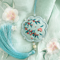 DIY Embroidery Flower Shape Sachet Pendant Decoration Kits&nbsp;DIY-WH0033-57B