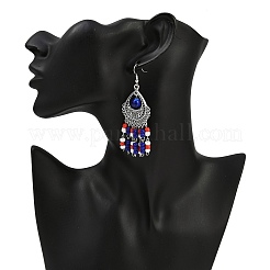 Alloy Glass Seed Beads Teardrop Chandelier Earrings&nbsp;EJEW-JE06509