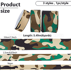 3 Rolls 3 Sizes Camouflage Polyester Grosgrain Ribbon&nbsp;AJEW-WH0695-025