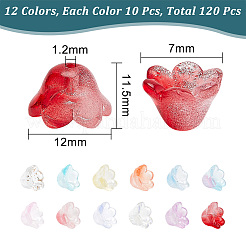 120Pcs 12 Style Glass Bead Caps&nbsp;GLAA-HY0001-20