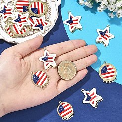10Pcs 2 Styles Independence Day Alloy Enamel Chandelier Component Links&nbsp;ENAM-YW0008-93