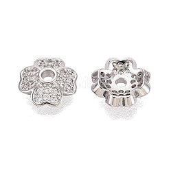 Brass Micro Pave Clear Cubic Zirconia Bead Caps&nbsp;KK-Q071-12P-02