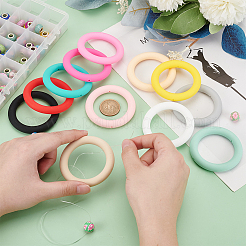 12Pcs 12 Colors Ring Silicone Beads&nbsp;SIL-PH0001-21