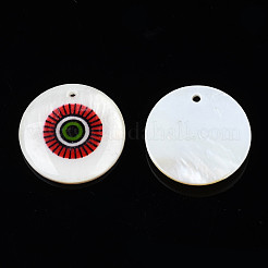 Printed Freshwater Shell Charms&nbsp;SHEL-T009-20D