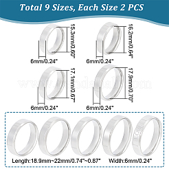 18Pcs 9 Szie Stainless Steel Simple Plain Band Ring for Women&nbsp;RJEW-UN0002-57