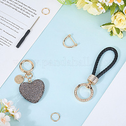 2Pcs 2 Styles PU Leather and Alloy Rhinestone Braided Keychain & Pendant Decorations&nbsp;KEYC-CN0001-11E