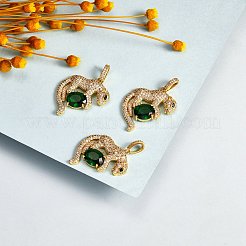 3Pcs Rack Plating Brass Micro Pave Cubic Zirconia Pendants&nbsp;ZIRC-SZ0003-88