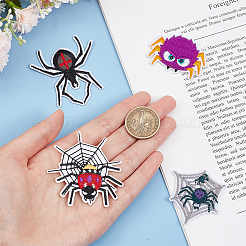 8Pcs 4 Styles Halloween Spider & Spider Web Polyester Computerized Embroidery Sew on Cloth Patches&nbsp;DIY-WR0003-65