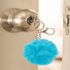 4Pcs 2 Colors Handmade Plush Cloth Fabric Pom Pom Ball Keychain&nbsp;KEYC-LP0001-27