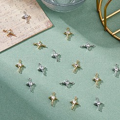 8Pcs 2 Colors Brass Micro Pave Cubic Zirconia Pendants&nbsp;KK-FH0007-90