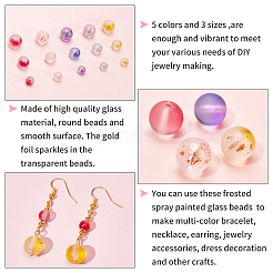 450Pcs 5 Colors Frosted Spray Painted Glass Beads Strands&nbsp;GLAA-PH0001-53