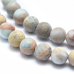 Natural Aqua Terra Jasper Beads Strands&nbsp;G-N0128-48F-6mm