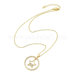 Brass Micro Pave Clear Cubic Zirconia Ring Pendant Necklaces&nbsp;LS-NJEW-P322-A01-G