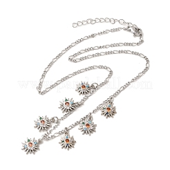 Brass Micro Pave Cubic Zirconia Sun Pendant Necklaces&nbsp;NJEW-B157-16G