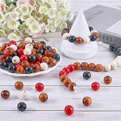 250Pcs 5 Styles Round Natural Wood Beads&nbsp;WOOD-SP0001-13