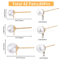 84Pcs 3 Size 304 Stainless Steel Stud Earring Findings&nbsp;STAS-FH0002-20LG