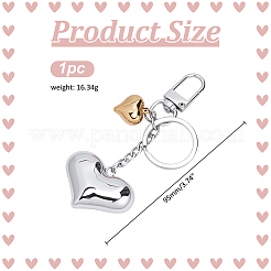 Brass & 304 Stainless Steel Heart Keychains&nbsp;KEYC-ME00017
