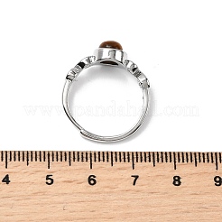 Natural Tiger Eye Finger Rings&nbsp;RJEW-A084-04P-06