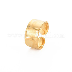 Ion Plating(IP) 304 Stainless Steel Hammered Flat Open Cuff Ring for Women&nbsp;RJEW-S405-231G