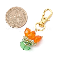 Flower Glass Pendants Decorations&nbsp;HJEW-MZ00248-02