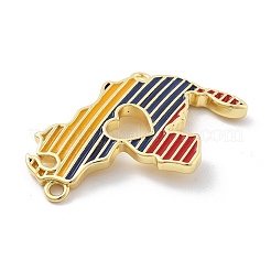 Brass Colorful Enamel Hollow Heart Venezuela Map Connector Charms&nbsp;KK-Z098-21G