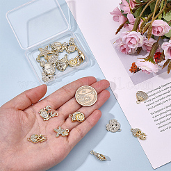 24Pcs 12 Styles Alloy Crystal Rhinestone Pendants&nbsp;FIND-BM0001-79A