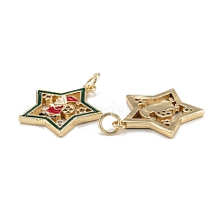 Christmas Themed Brass Micro Pave Cubic Zirconia Pendants&nbsp;ZIRC-L101-05G