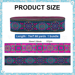 Ethnic Style Embroidery Polyester Ribbon&nbsp;SRIB-WH0007-02D-WH