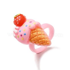 Cartoon Sweetmeats Resin Open Cuff Ring for Kids&nbsp;X-RJEW-K239-21