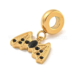 Ion Plating(IP) 304 Stainless Steel Black Enamel European Dangle Charms&nbsp;STAS-U005-35G