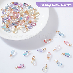 64Pcs 8 Colors Copper Wire Wrapped  Handmade Lampwork Charms&nbsp;PALLOY-GA00002