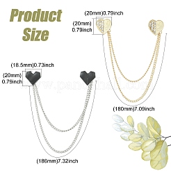 4Pcs 2 Styles Heart Rhinestone Lapel Pins&nbsp;JEWB-CJ0003-34