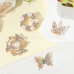 4Pcs 4 Styles Alloy Rhinestone Brooches for Clothes&nbsp;JEWB-CN0001-05