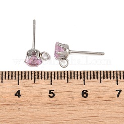 304 Stainless Steel Micro Pave Cubic Zirconia Stud Earring Findings&nbsp;STAS-H240-56P-12