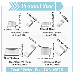 40Pcs 4 Styles 201 Stainless Steel Slide Charms/Slider Beads&nbsp;STAS-BC0003-65
