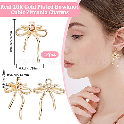 12Pcs Brass Micro Pave Clear Cubic Zirconia Pendants&nbsp;KK-BBC0017-52