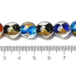 Handmade Gold Foil and Silver Foil Lampwork Flat Round Beads&nbsp;FOIL-C001-02A