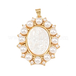 Natural White Shell Oval Pendants&nbsp;KK-F919-48G