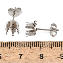 304 Stainless Steel Flat Round Stud Earring Findings&nbsp;STAS-D389-04E-P