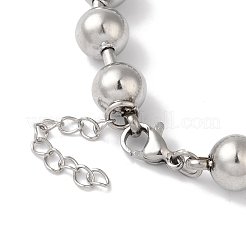 Non-Tarnish 304 Stainless Steel Beads Ball Chain Bracelets for Women&nbsp;BJEW-B092-01B-P